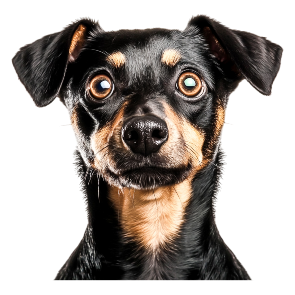 closeup Portrait of Curious Black and Tan Dog with Expressive Eyes png
