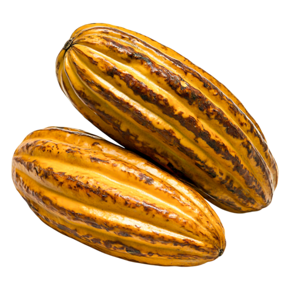 Fresh and Ripe Cacao Pods on for Chocolate Production png