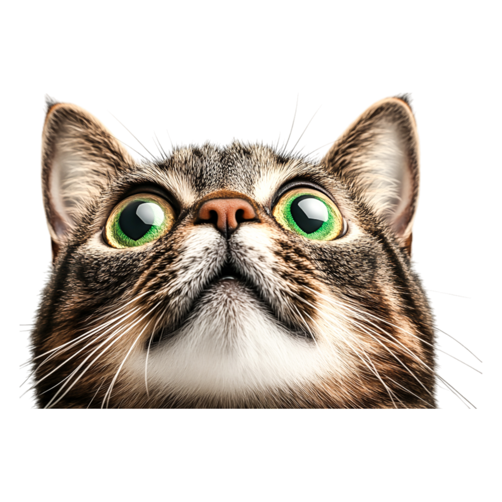 closeup of a Curious Cat Face with Striking Green Eyes and Soft Fur png