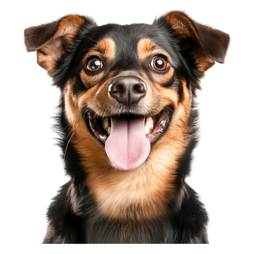 Happy Dog with Bright Eyes and Playful Smile in Front of png