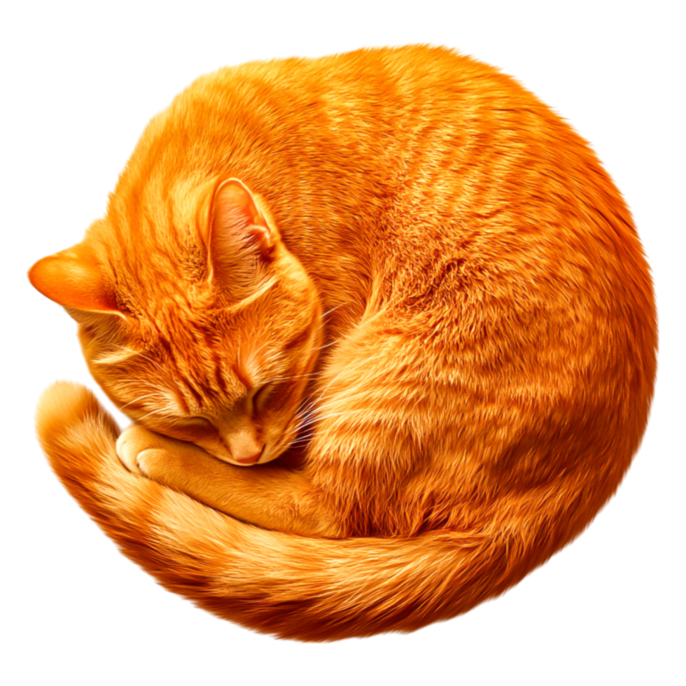 Cozy Orange Cat Curled up in a Relaxing and Peaceful Position png