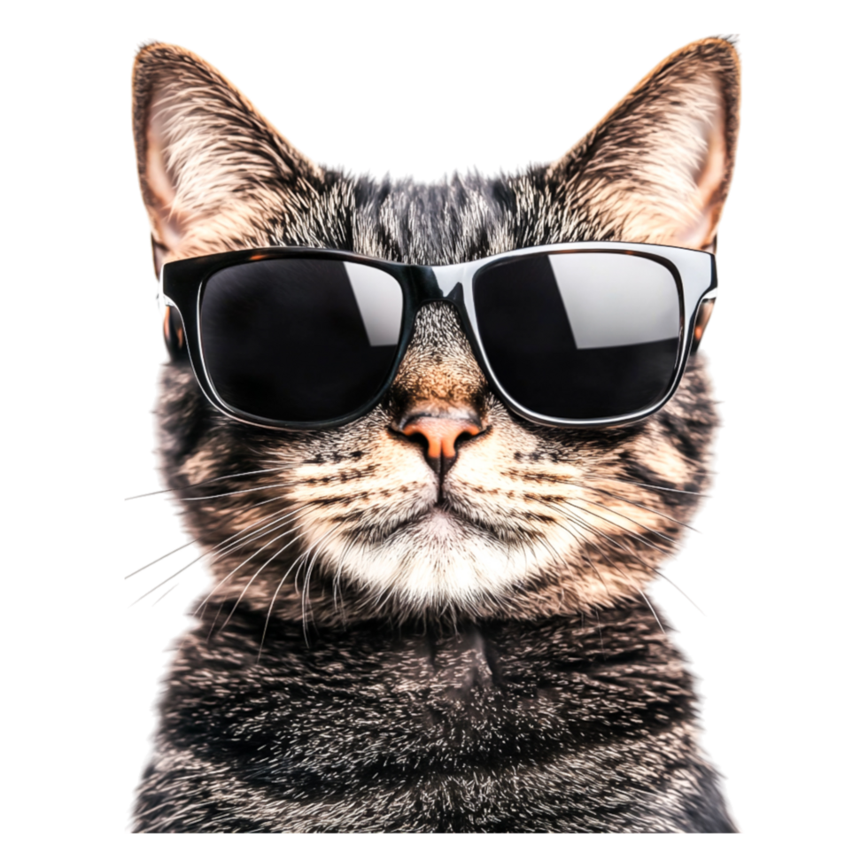Cool Cat with Sunglasses Facing Forward Bright Background png