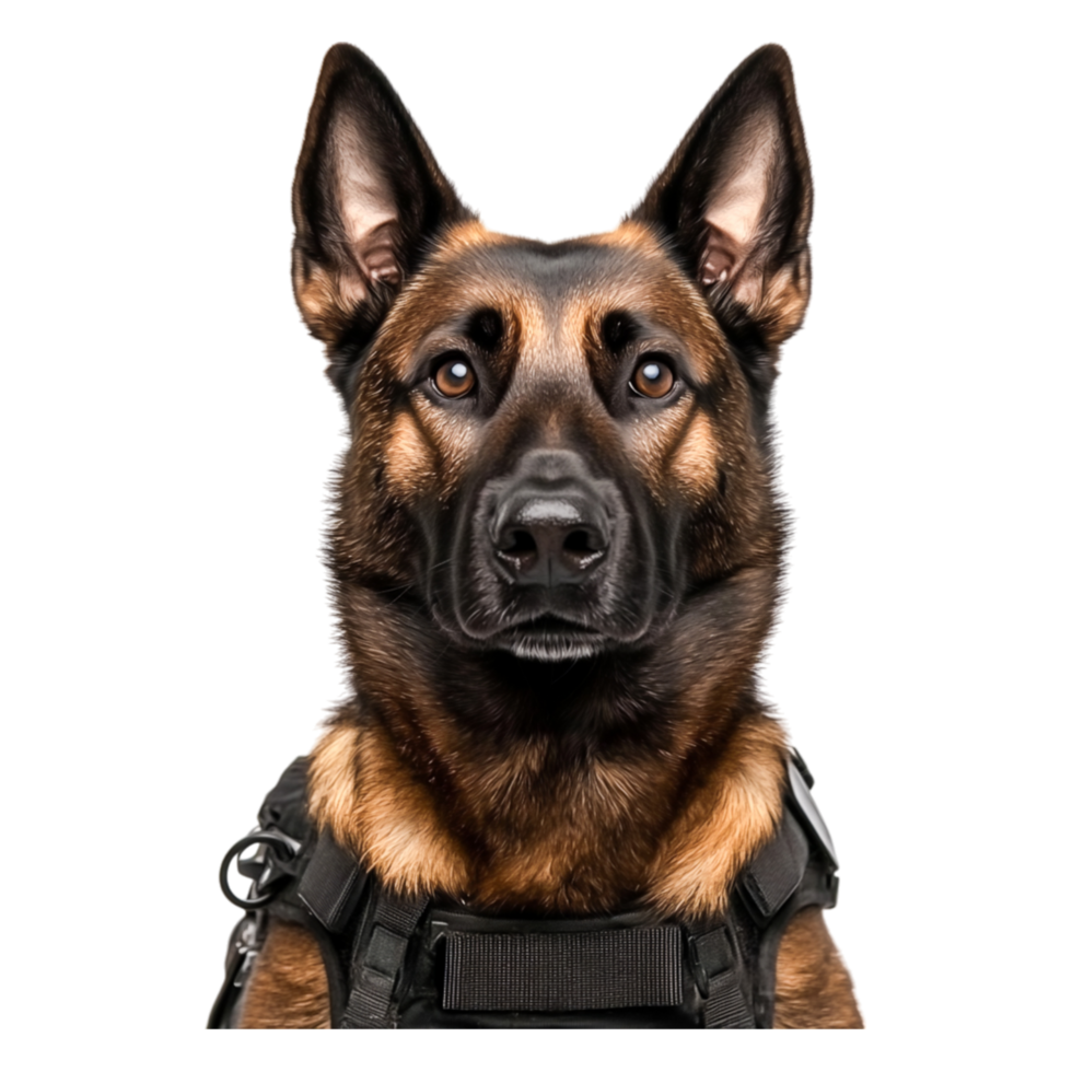 Majestic German Shepherd Face Portrait with Alert Expression png