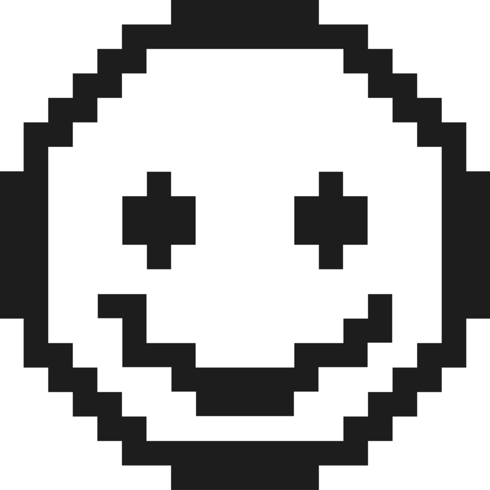 pixelated black emoji face png