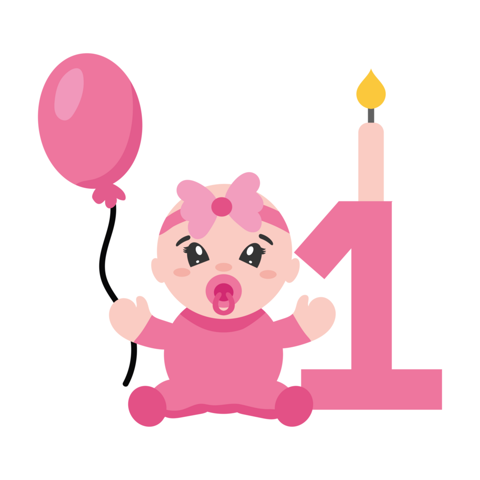baby girl celebrating her first birthday png