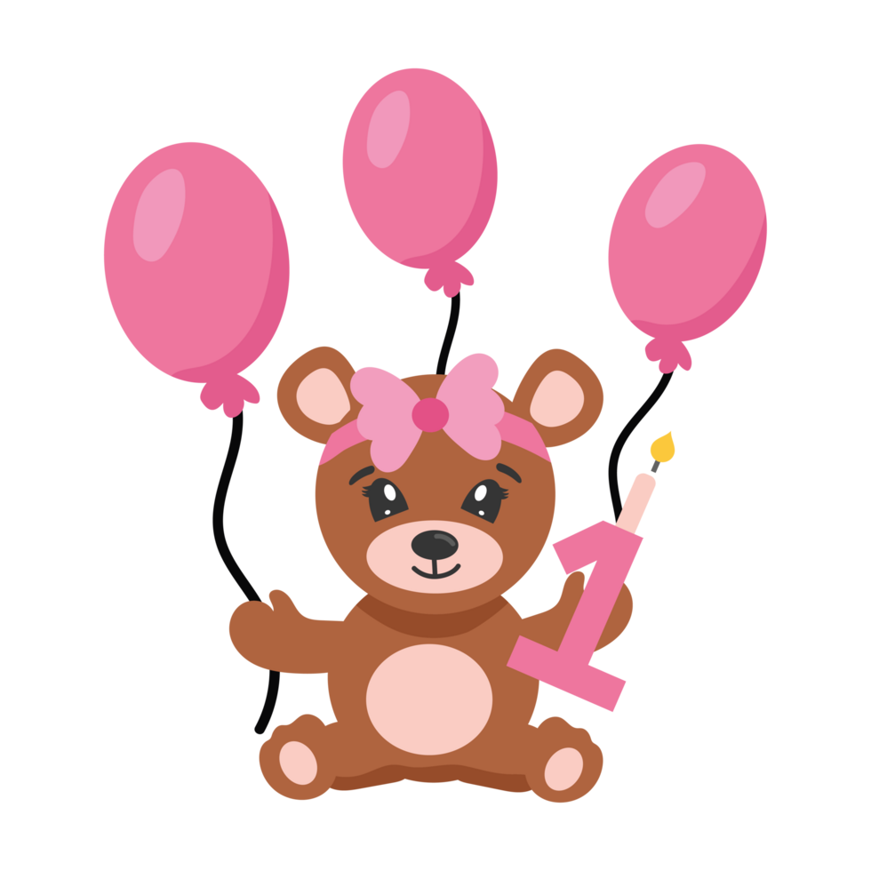 cute little bear first birthday party png