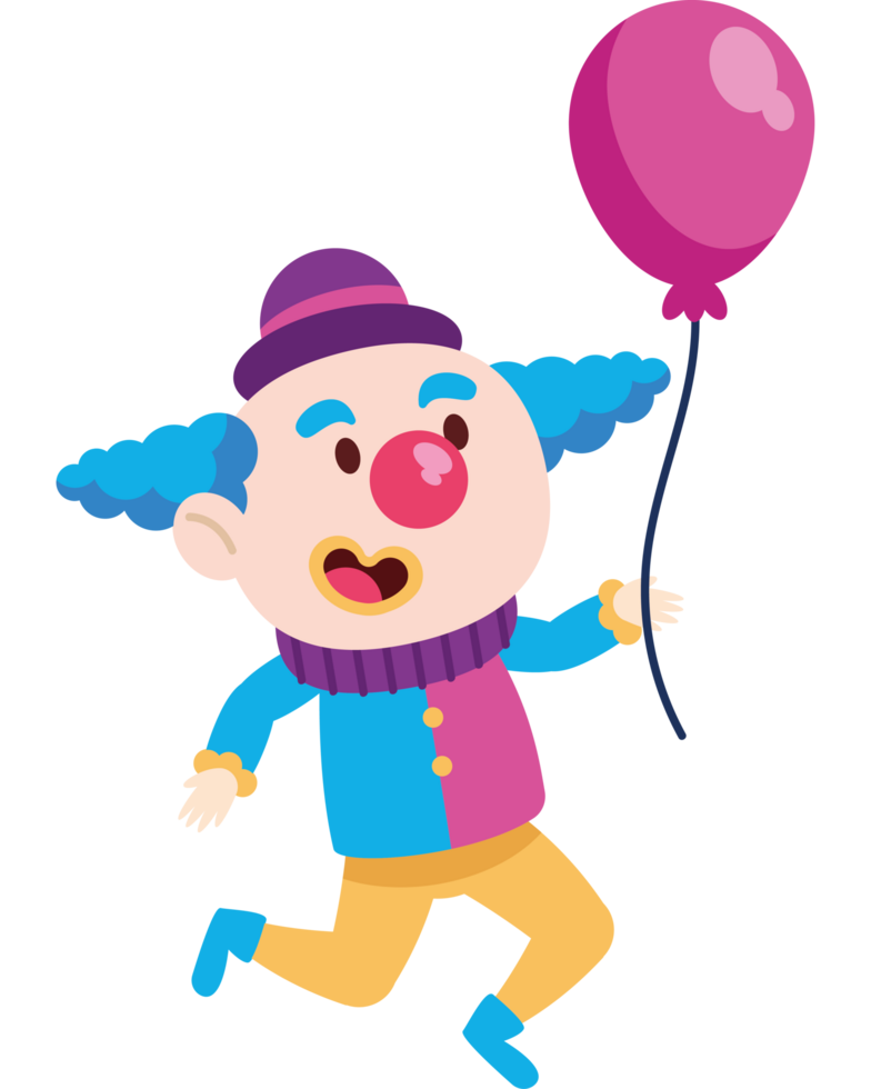 happy clown cartoon with balloon png