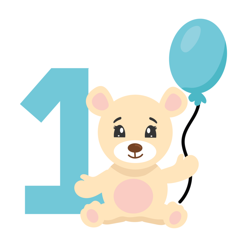 teddy bear with first birthday candle png
