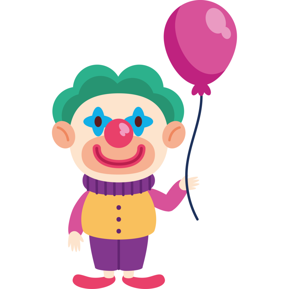 happy clown holds balloon png