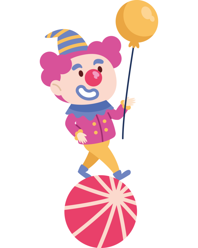 happy cute clown with balloons Design png
