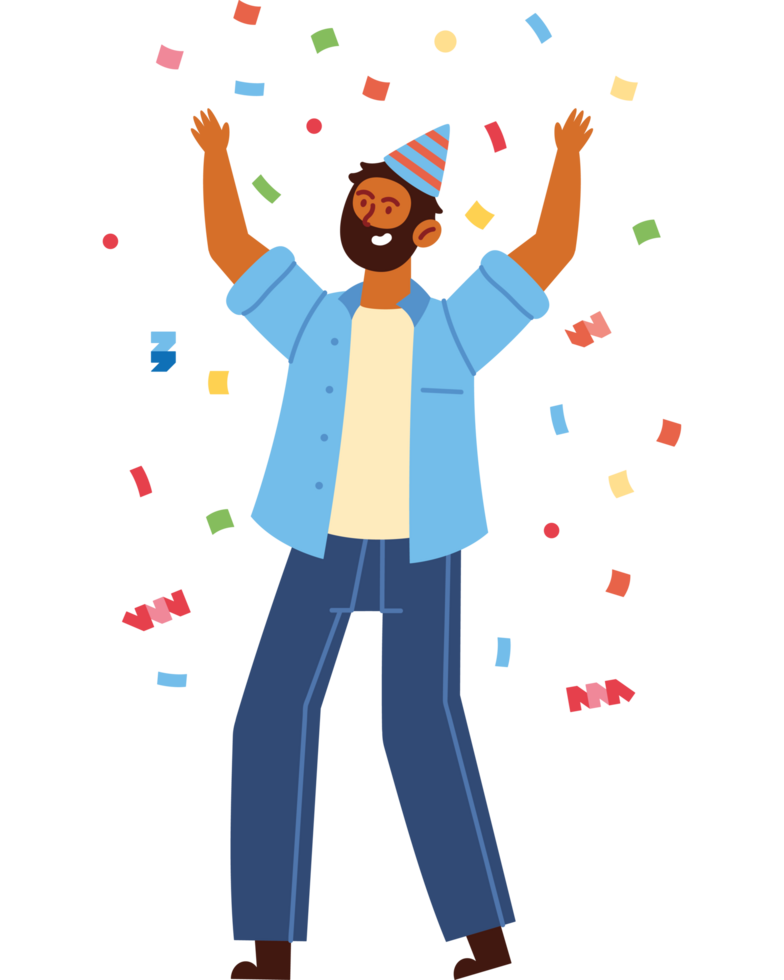 celebrating guy with confetti png