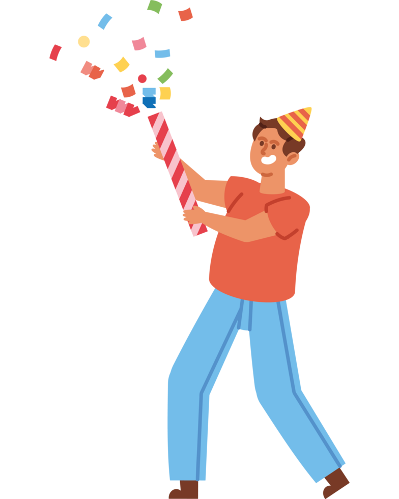 boy celebrating with confetti png