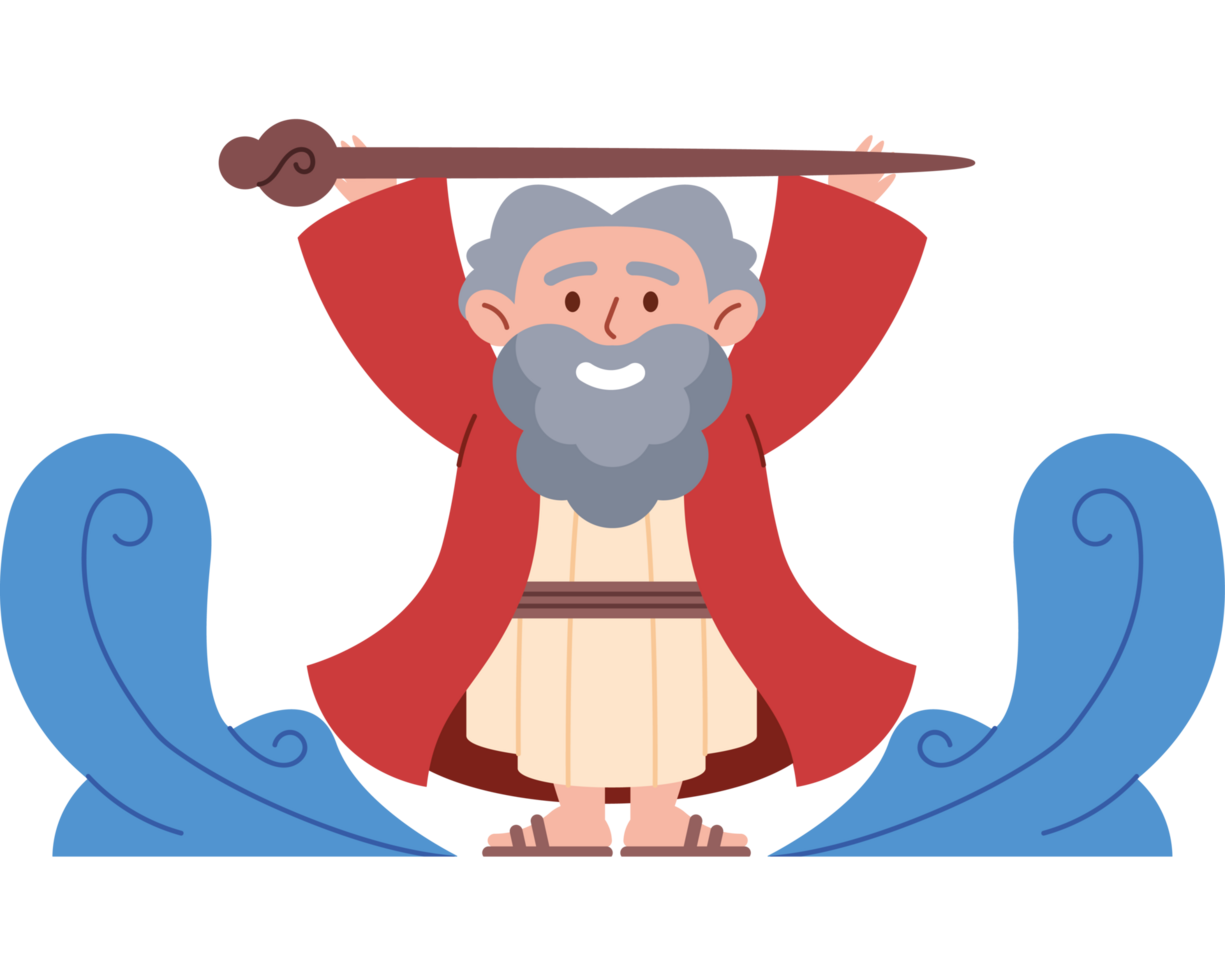 happy moses parting red sea png