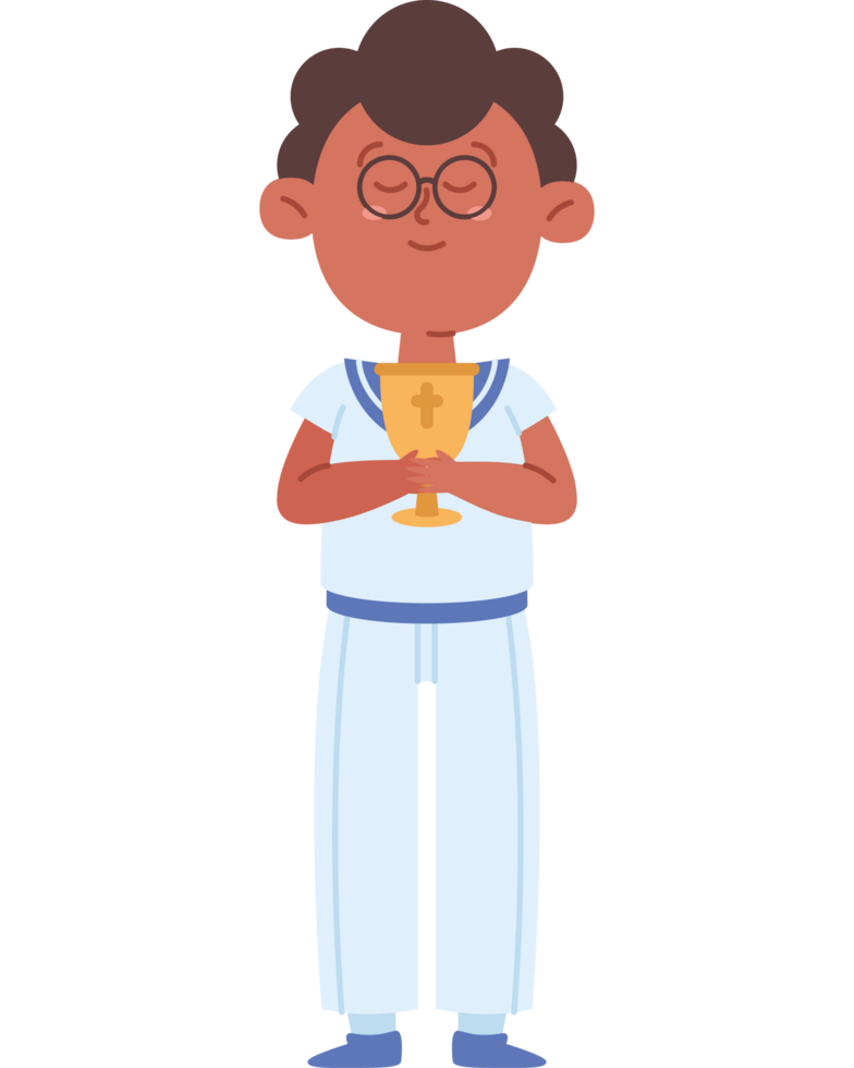 boy with first communion chalice png