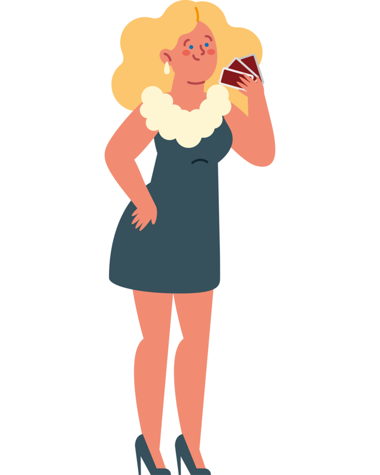 woman holding casino cards png