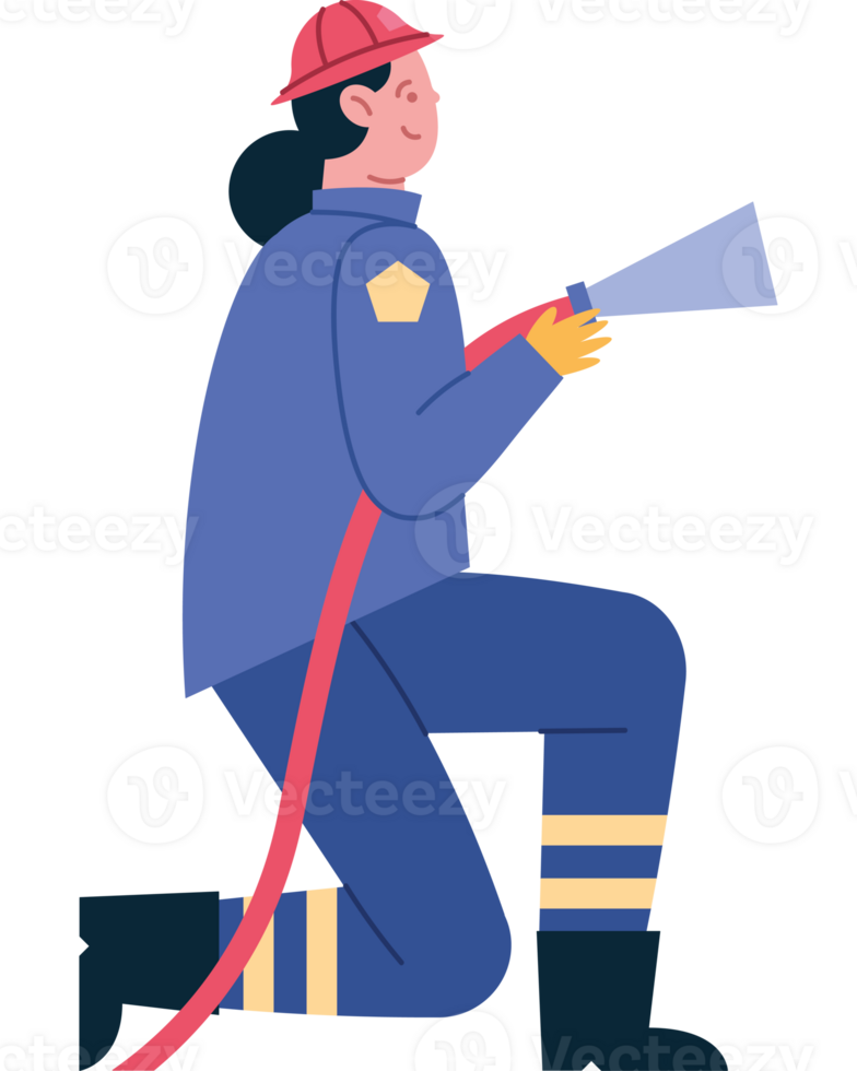 firefighter female extinguishing fire png