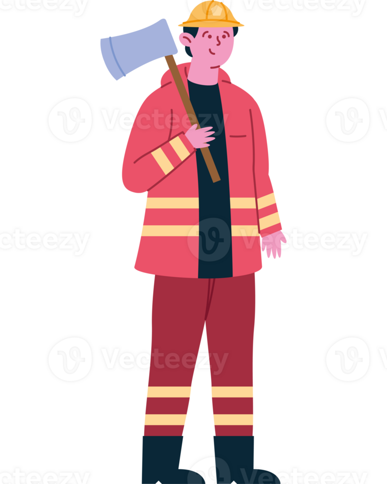 firefighter with axe tool png