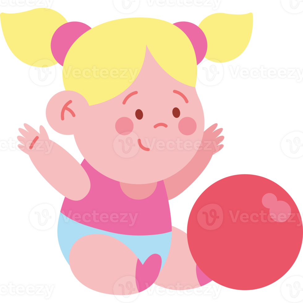 baby girl playing with ball toy png