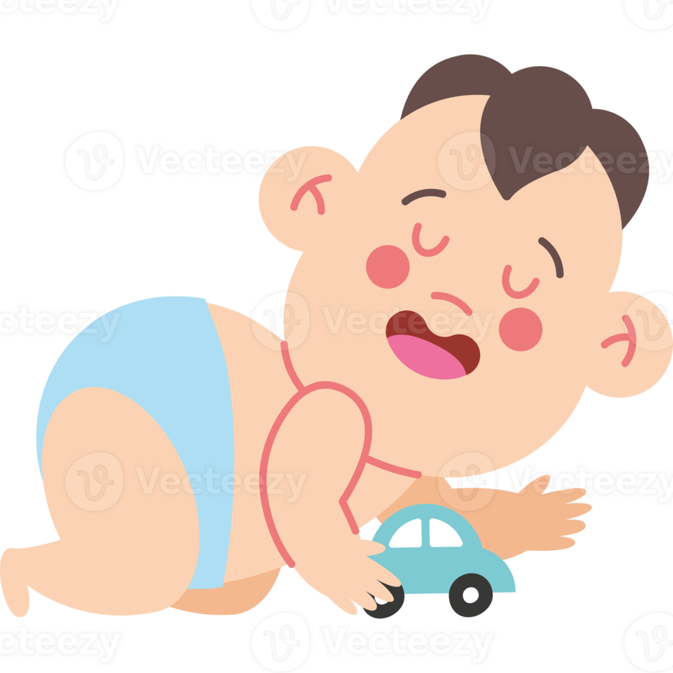 baby playing with car png