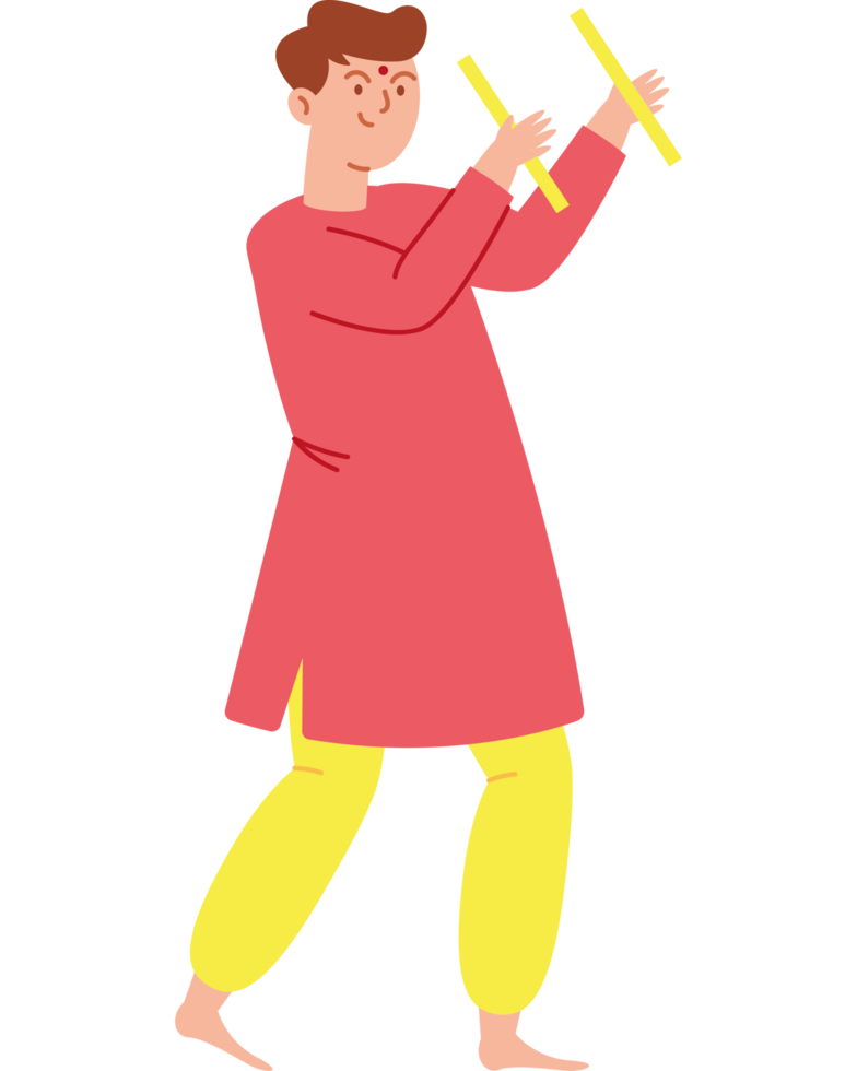 hindu dancer man in traditional clothes isolated png
