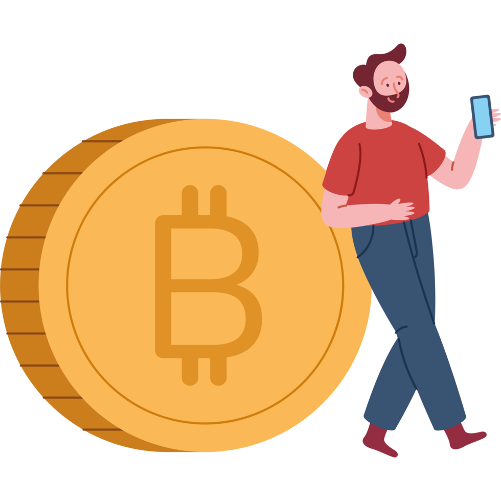 guy with bitcoin cryptocurrency png