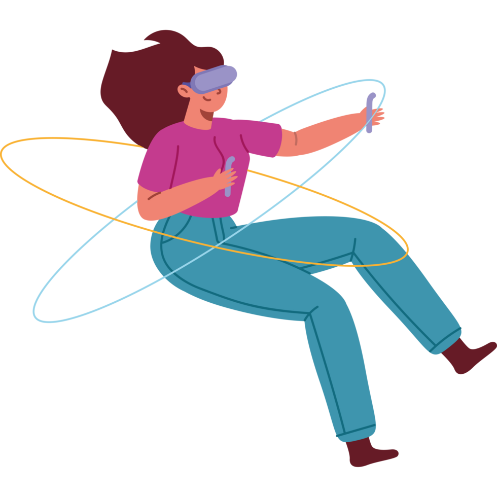 woman using virtual reality glasses png
