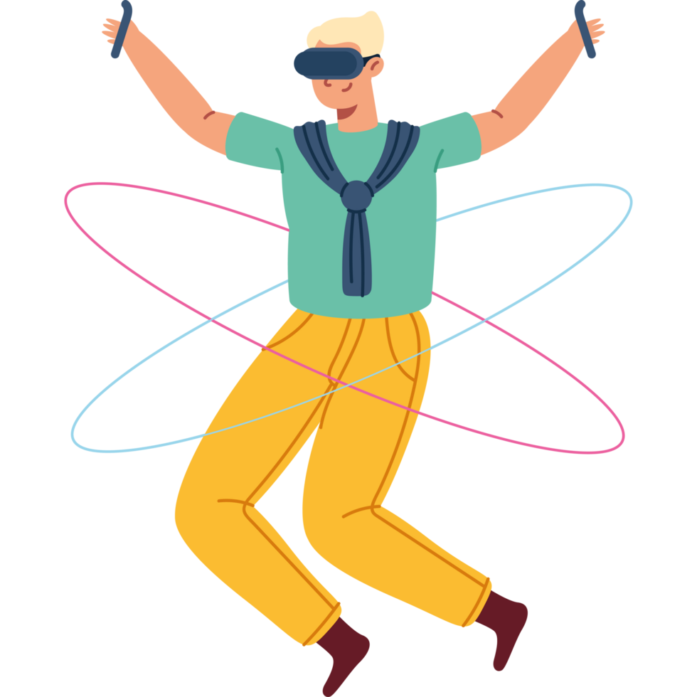 man with vr glasses immersed into metaverse png