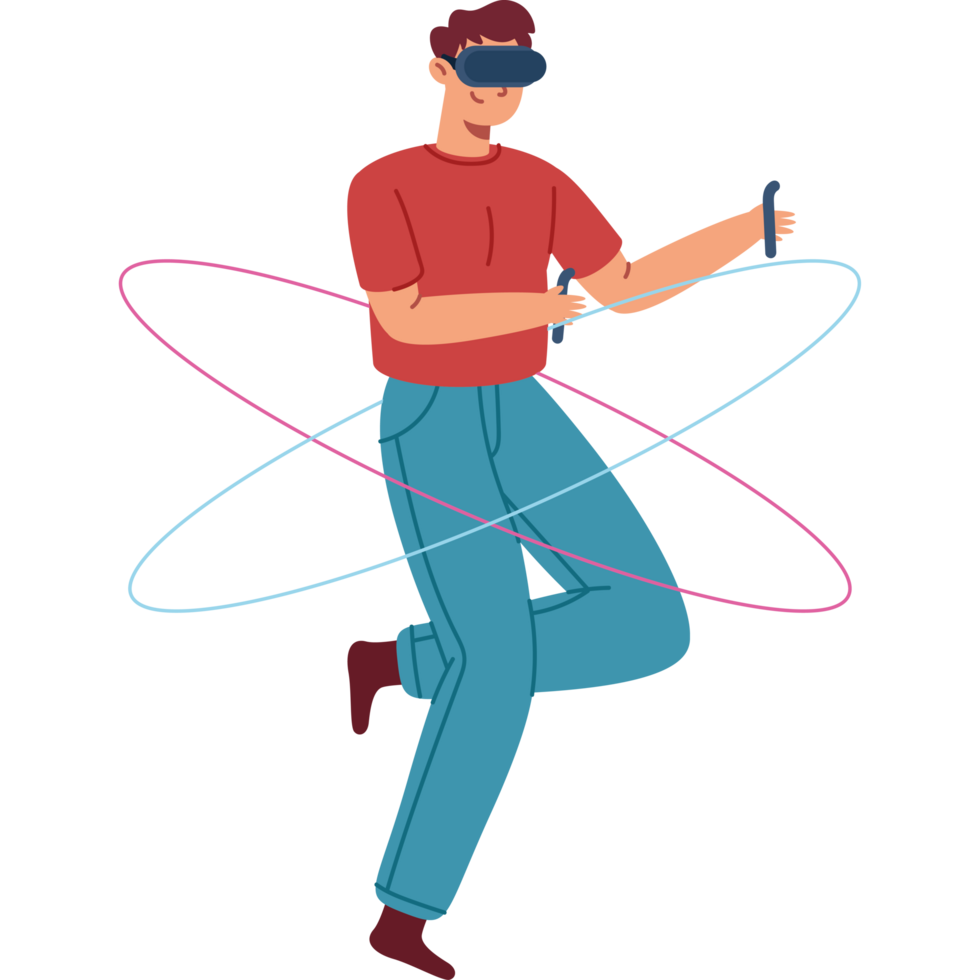 man with vr glasses simulation png