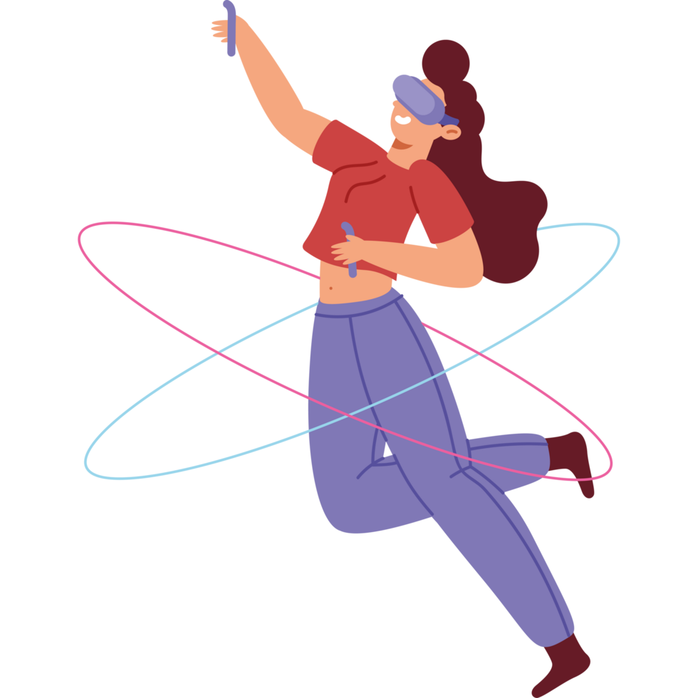 woman playing metaverse simulator png