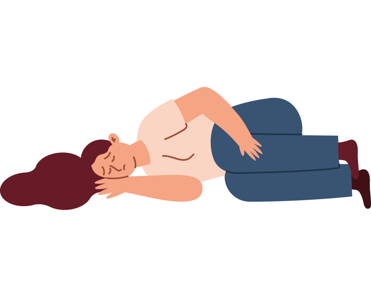 woman lying down suffers from depression png