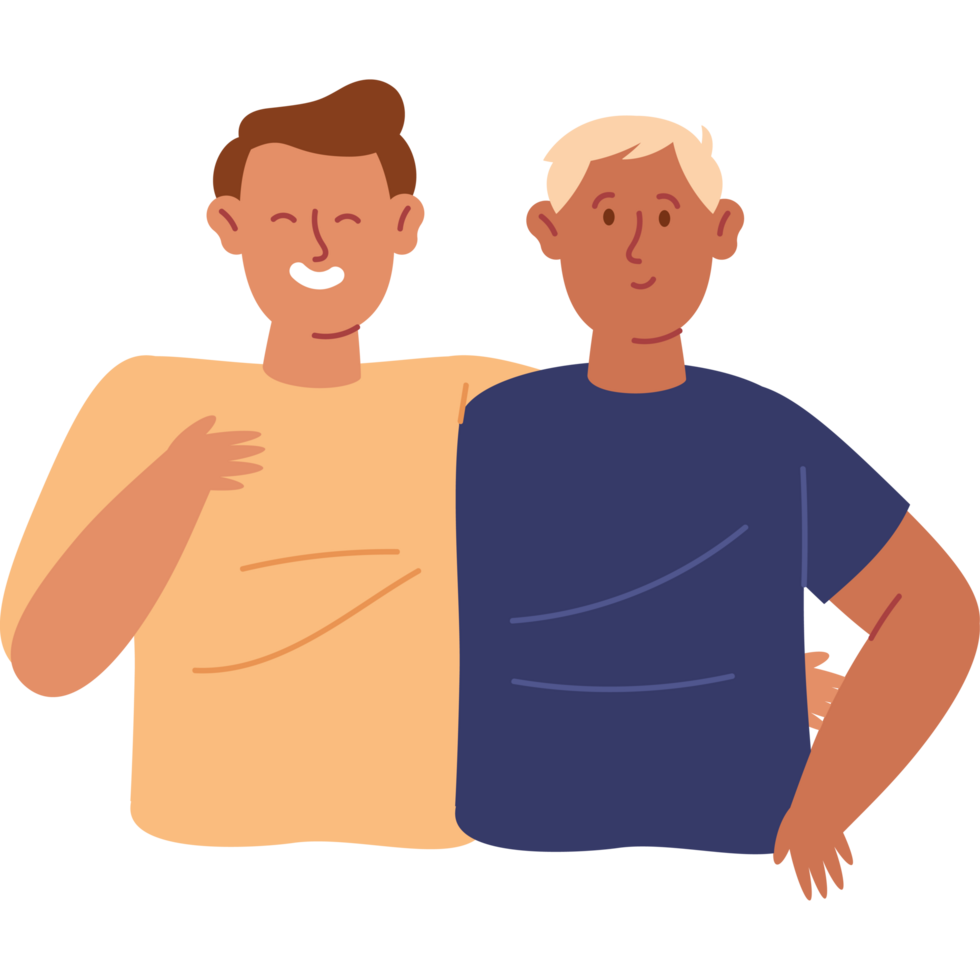 smiling men hugging characters png