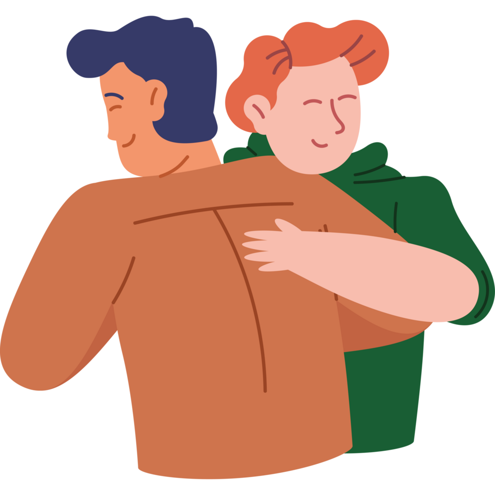 men friends hugging characters png