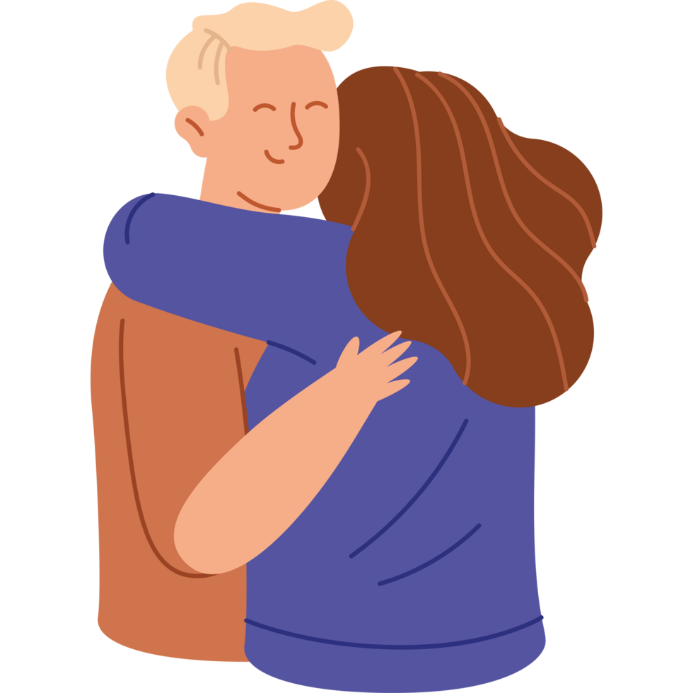 man and woman hugging characters png