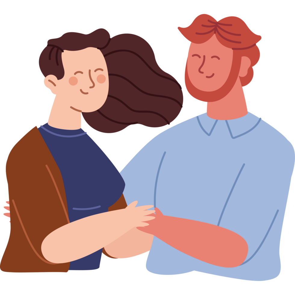happy couple hugging characters png