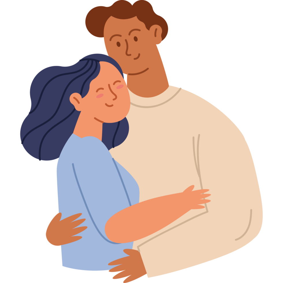 couple hugging characters png