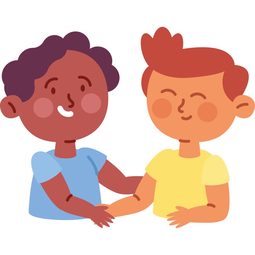 happy boys characters hugging png