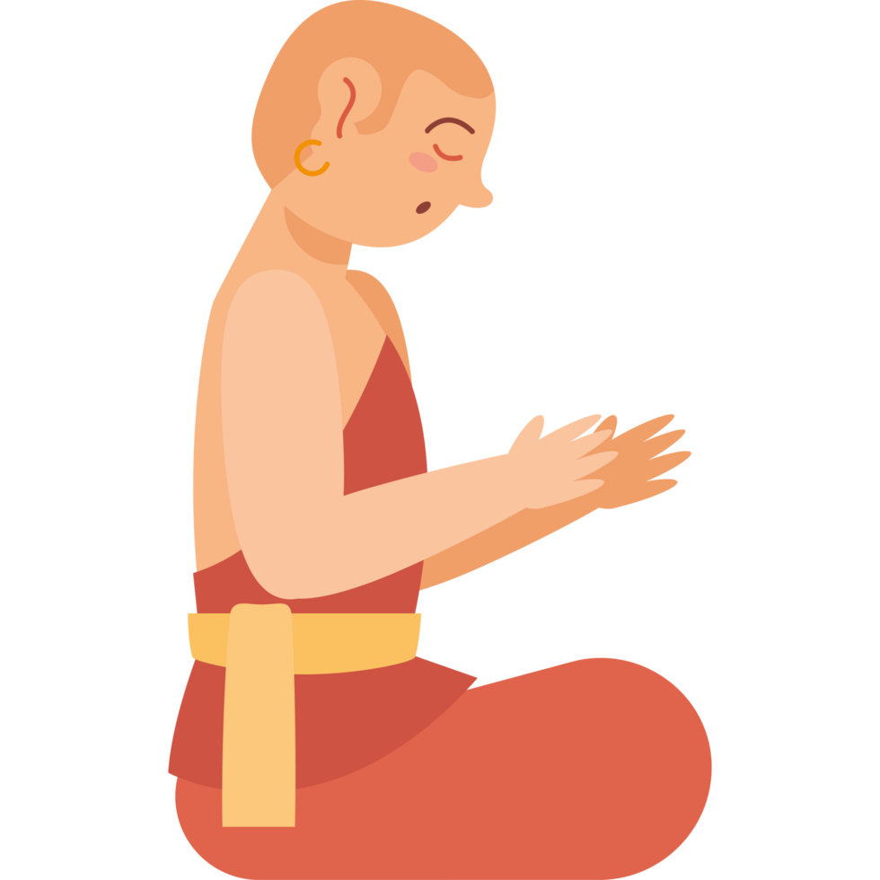 buddhist monk prayer side view png