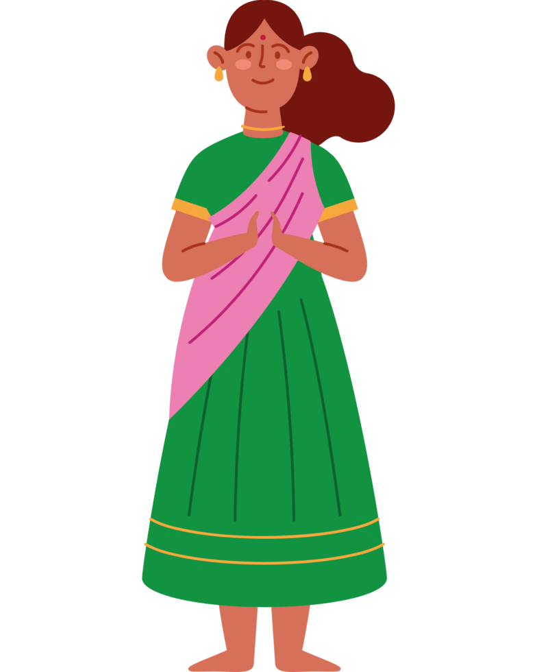 hindu woman standing character png