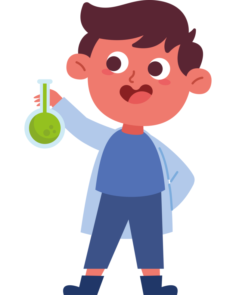 scientist boy with test tube lab png