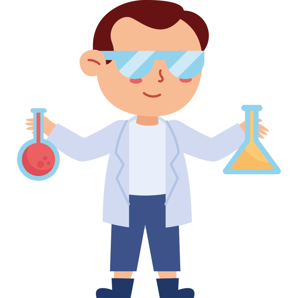 scientist boy doing experiment png