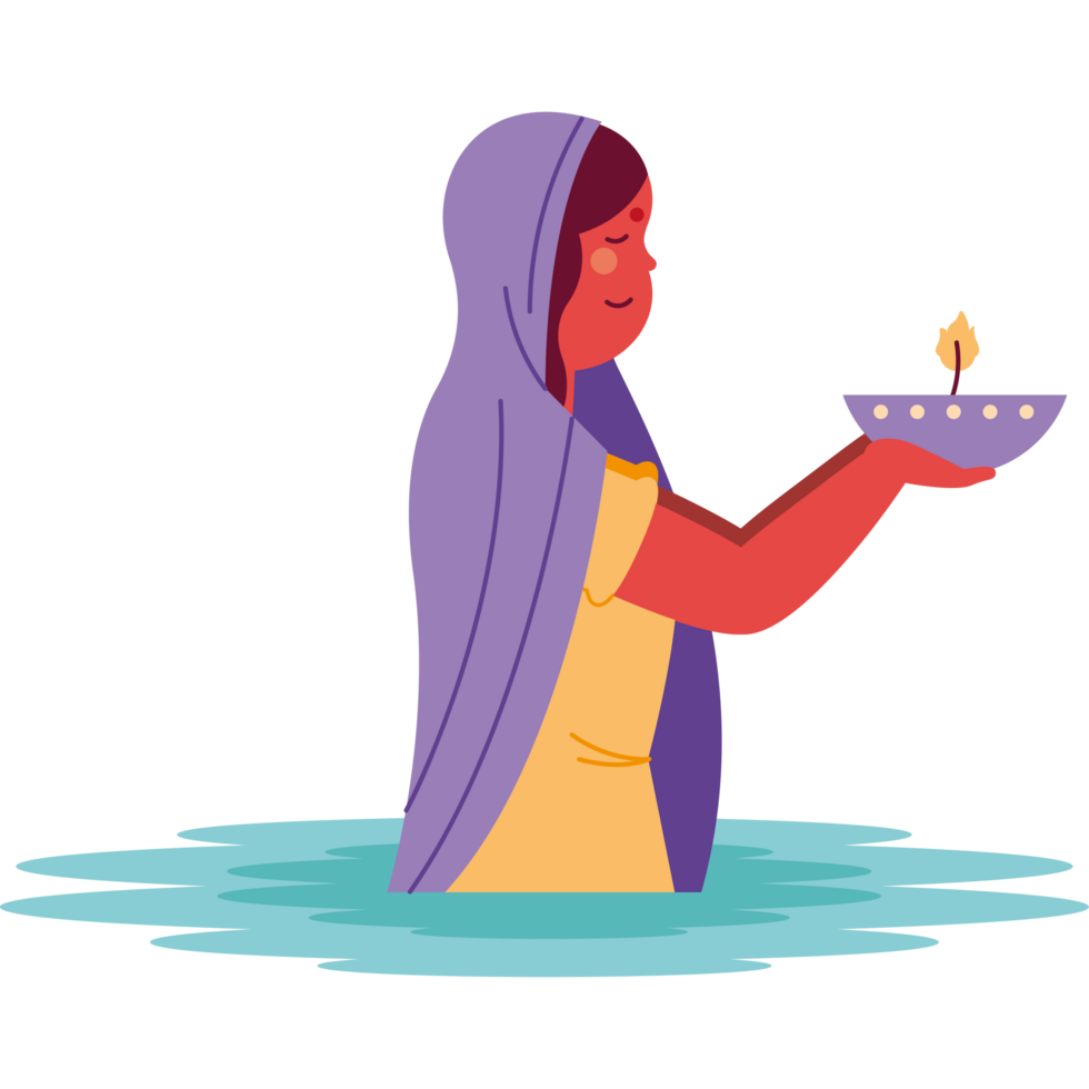 indian woman in the water isolated png