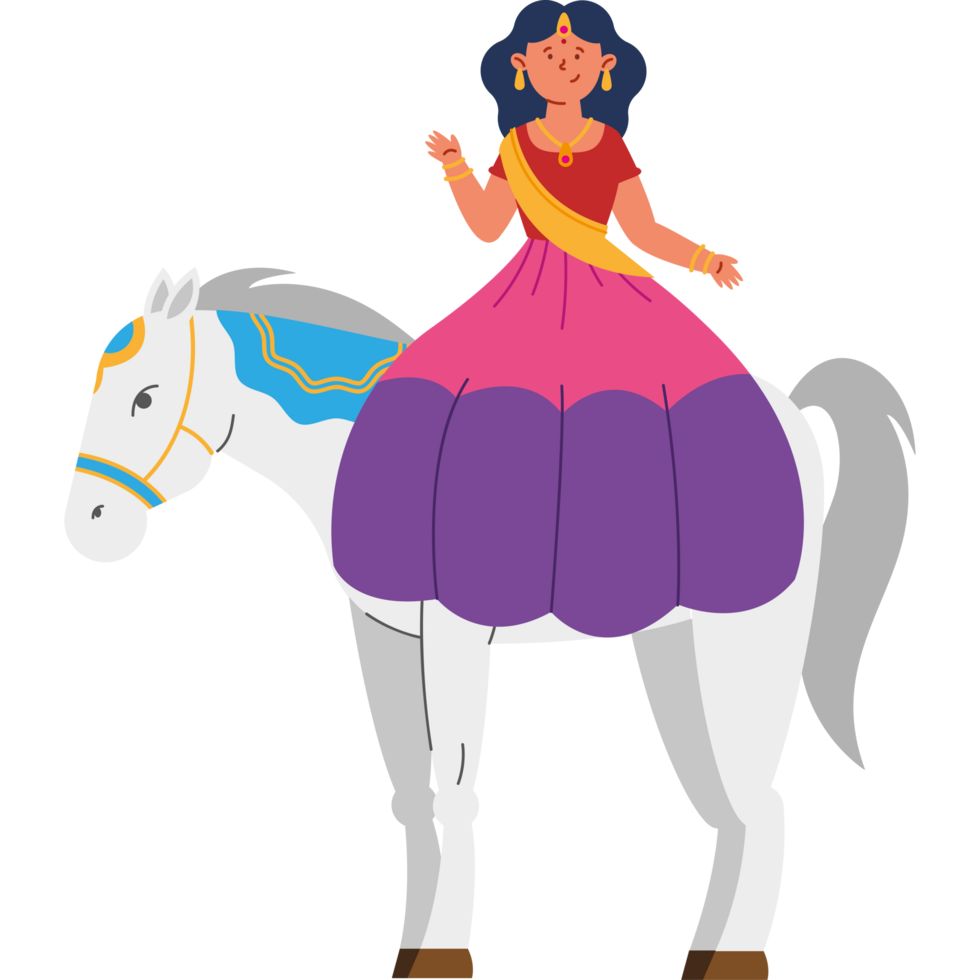 beautiful woman riding hindu horse png