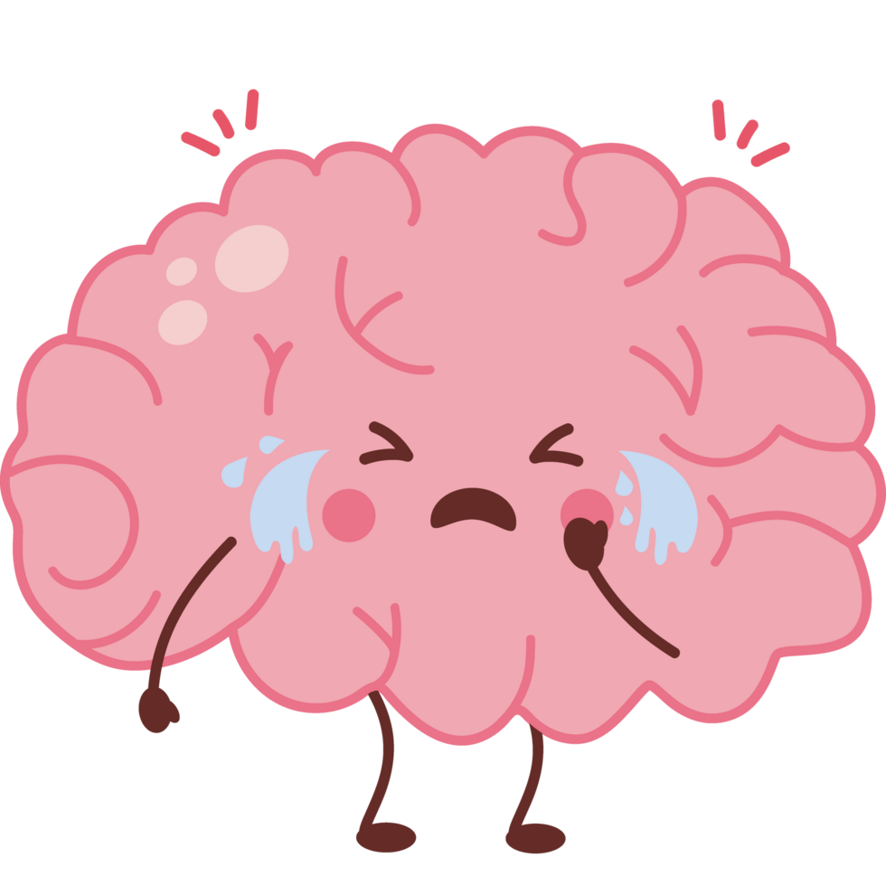 human brain crying with depression png