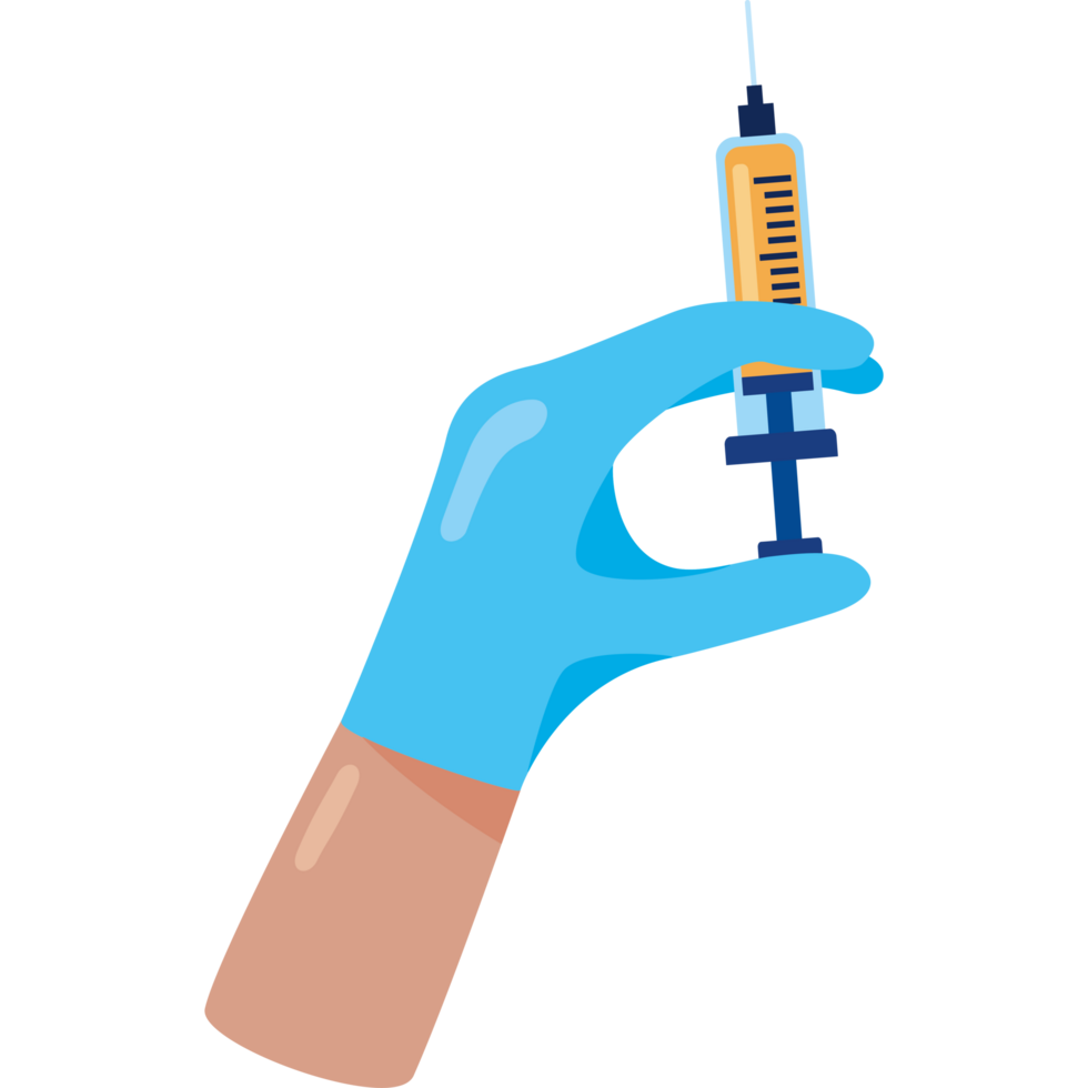 doctor hand holds syringe with vaccine png