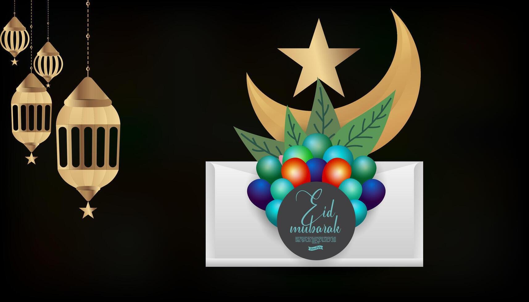 Ramadan background with Eid Mubarak calligraphy and Eid Mubarak greetings for festival celebration vector