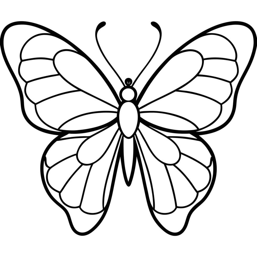 A simple, elegant black line drawing of a butterfly. vector