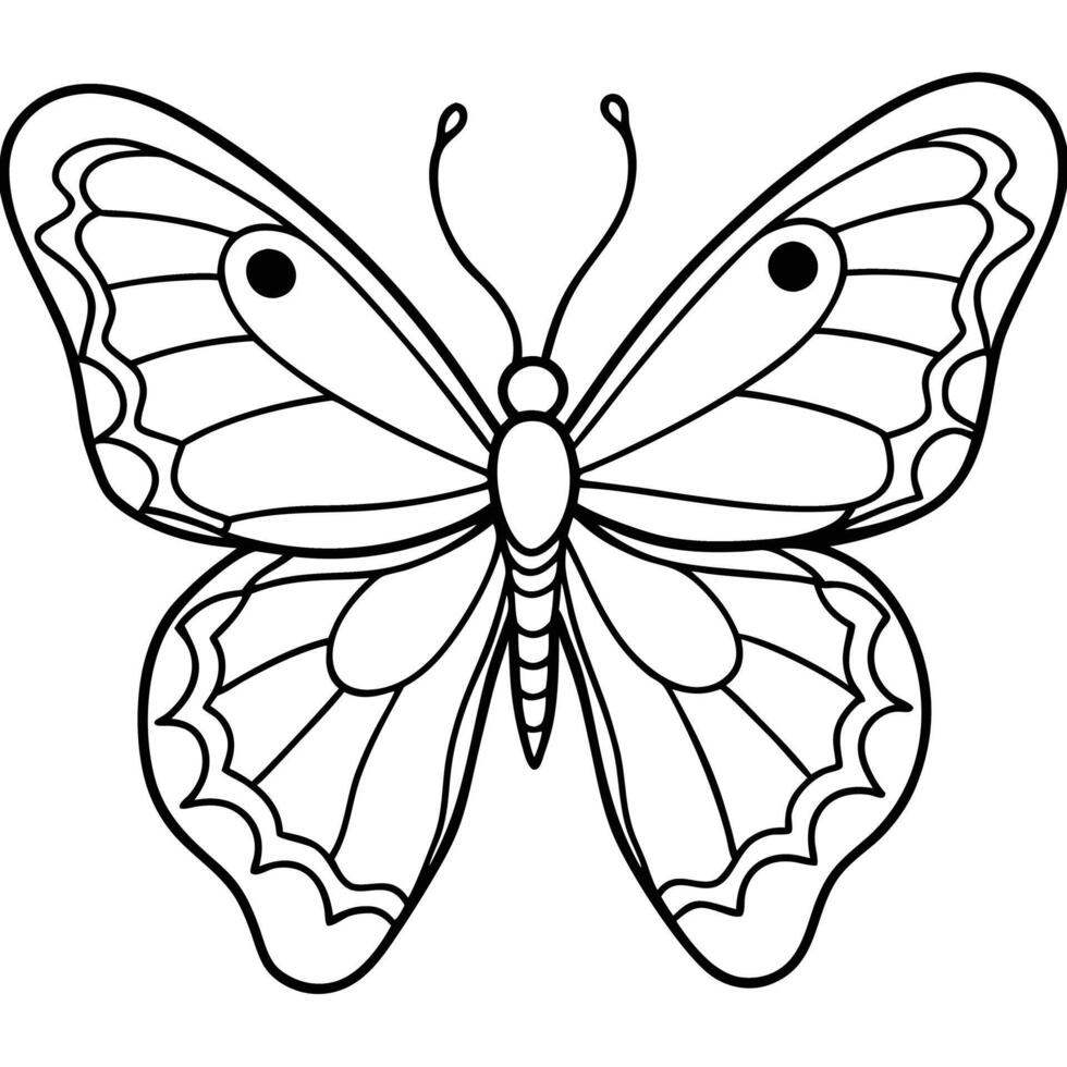 Black outline of a beautiful butterfly for coloring. vector