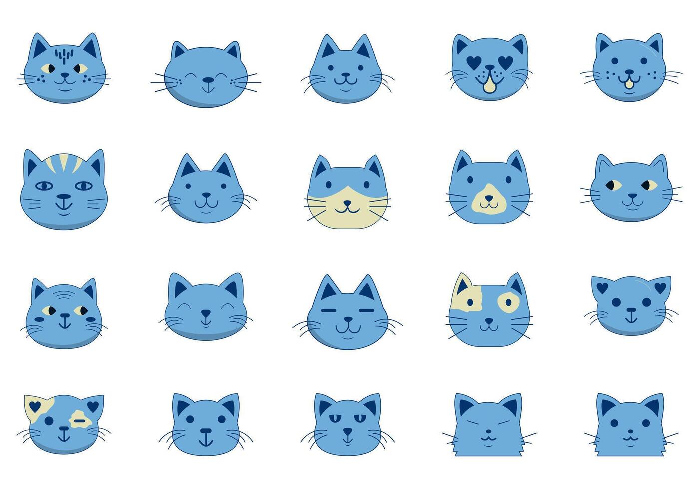 Cute Doodle Cat Element Set vector