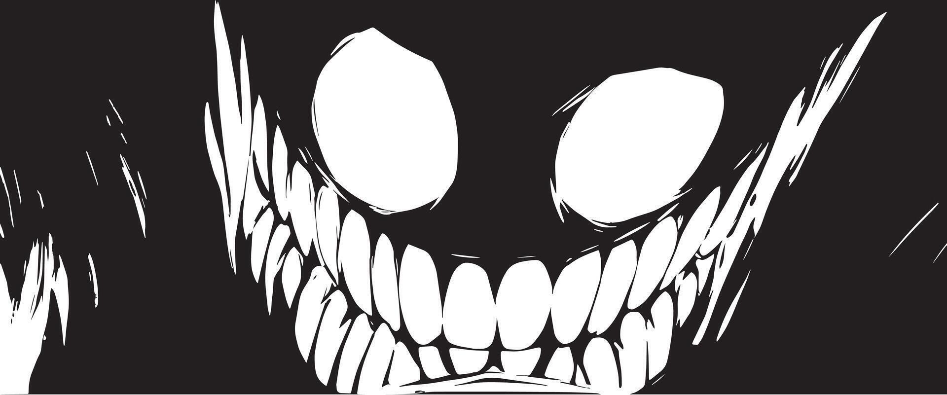 Scary Face Comic in Black and White anime vector