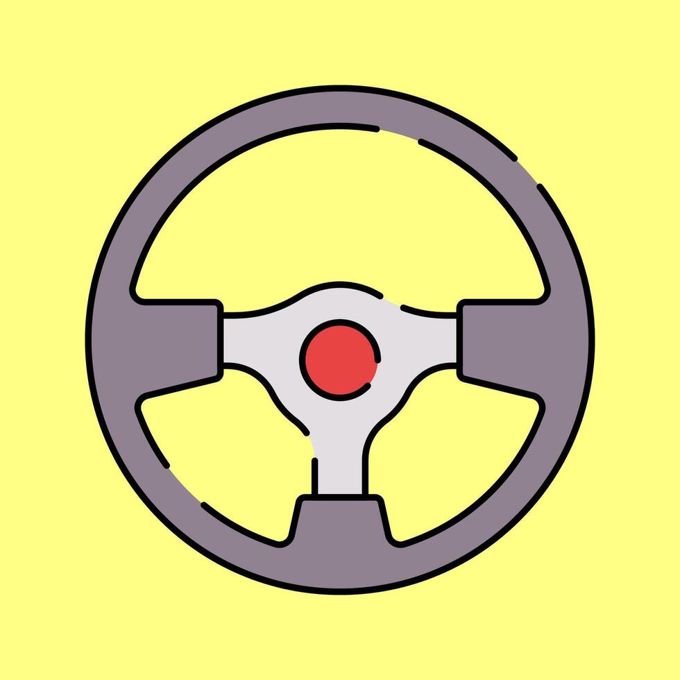 Steering Wheel Flat design style, a grey and red racing steering wheel, symbolizing vehicle control, ideal for motorsport graphics, driving simulations, and automotive themed projects. vector